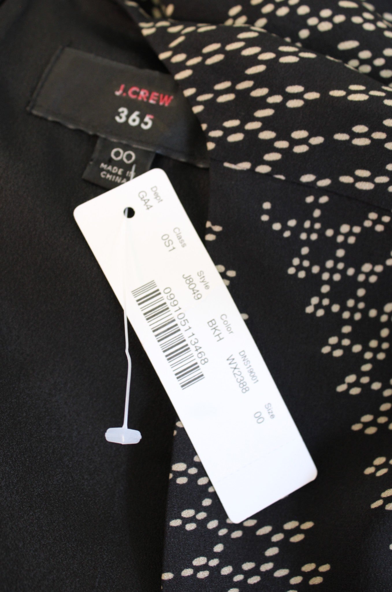 NWT J Crew Black Silk Twist Front Dress in Kaleidoscope Print Size 00 Geometric