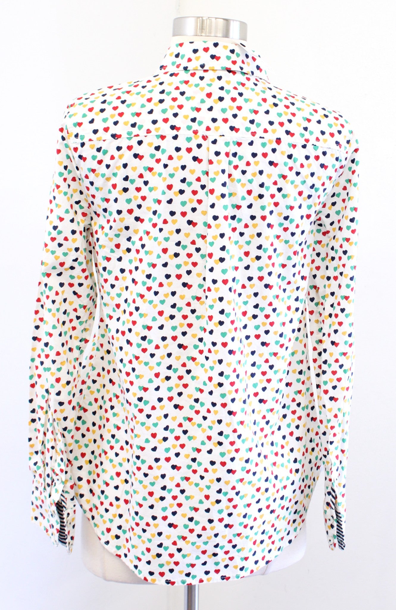 NWT Talbots Classic Cotton Shirt in Ditsy Heart Print Size XS Button Down Blouse