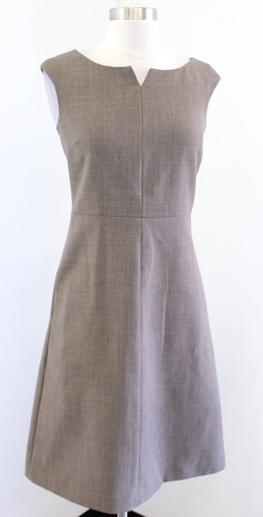 Tory Burch Walsh Taupe Brown Wool Blend A Line Sheath Dress Size 0 Split Neck