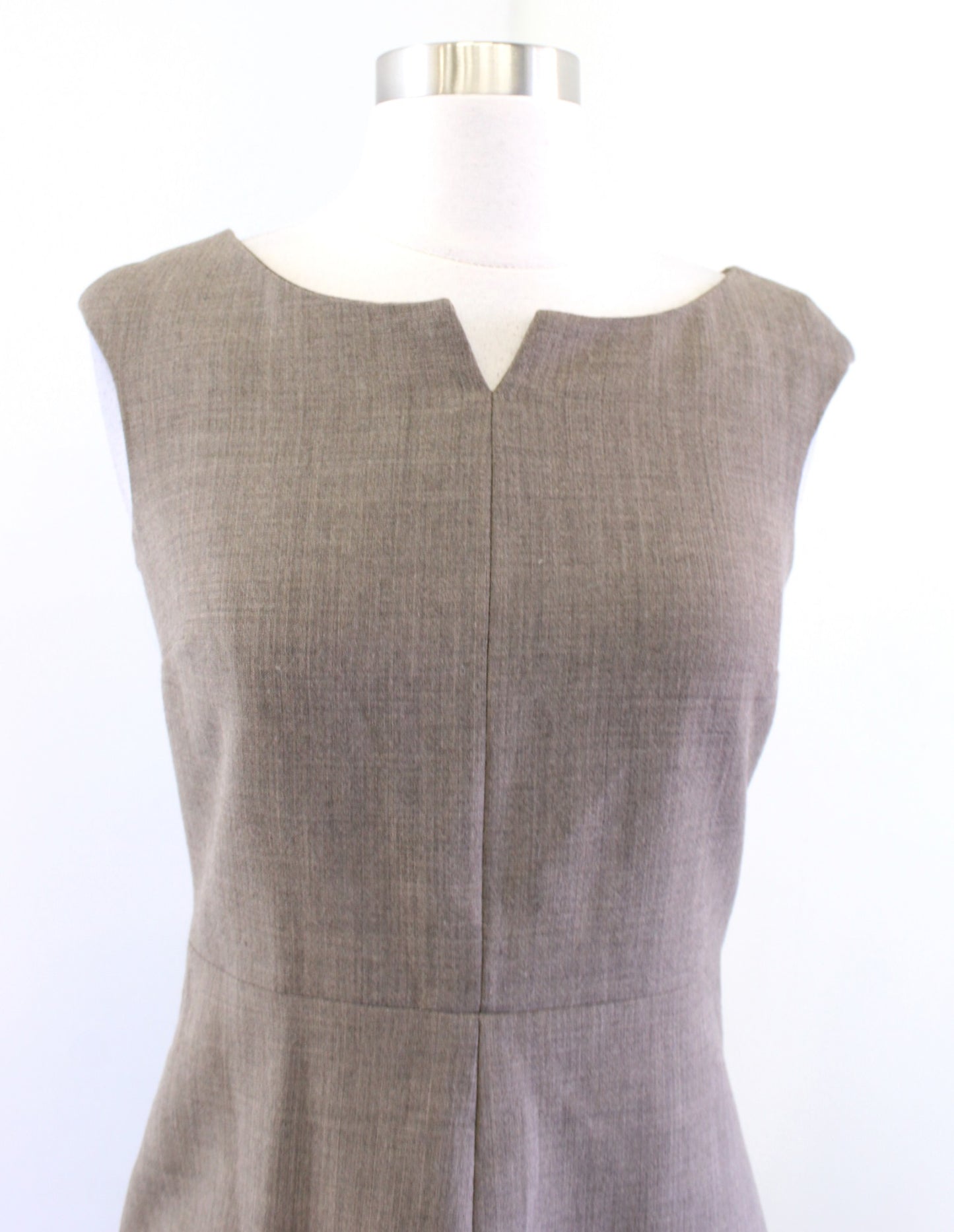 Tory Burch Walsh Taupe Brown Wool Blend A Line Sheath Dress Size 0 Split Neck