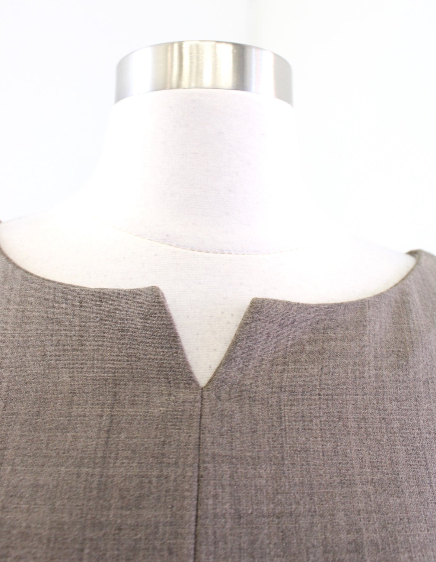 Tory Burch Walsh Taupe Brown Wool Blend A Line Sheath Dress Size 0 Split Neck