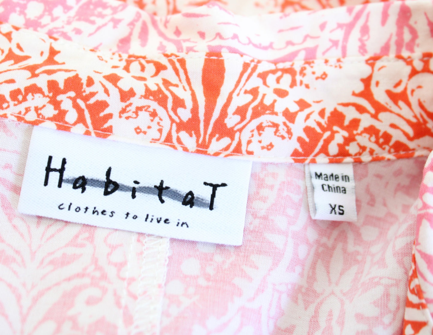 Habitat Clothes to Live in Pink Orange Ombre Paisley Print Button Down Blouse XS