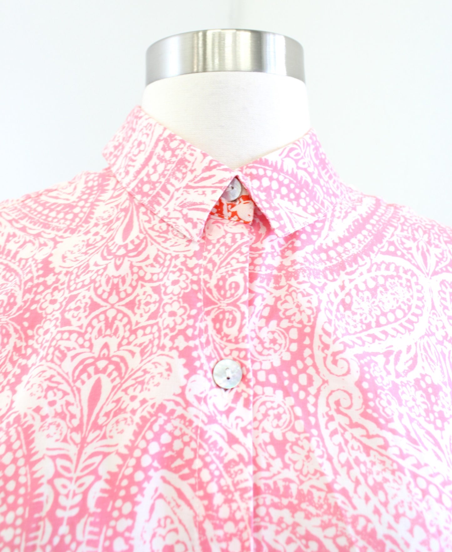 Habitat Clothes to Live in Pink Orange Ombre Paisley Print Button Down Blouse XS