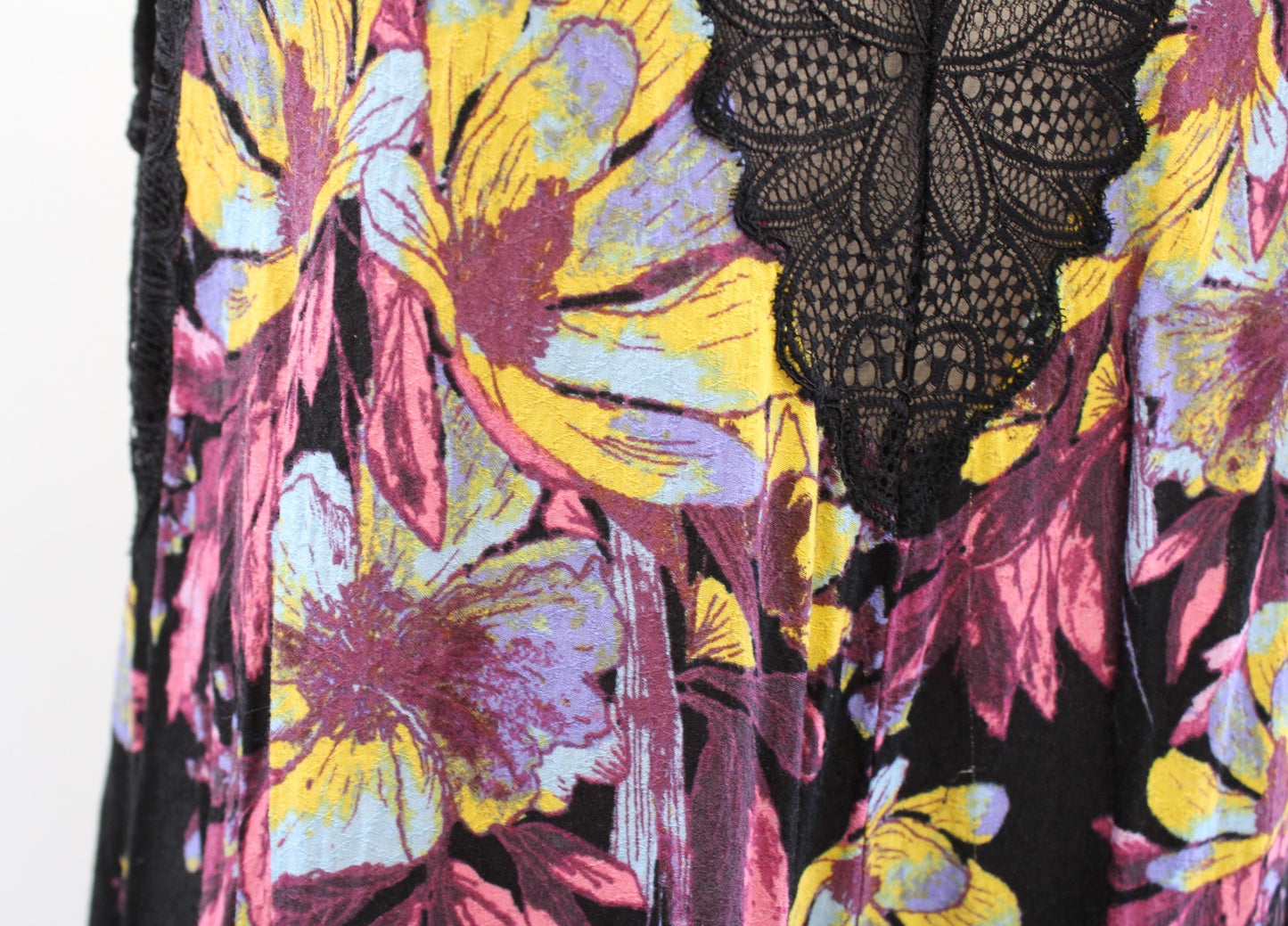 Intimately Free People Marsha Black Floral Lace Mock Neck Mini Slip Dress Size S