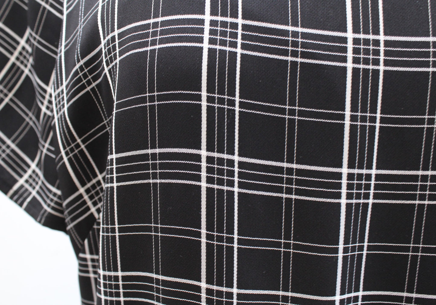 NWT Vince Camuto Black White Plaid Asymmetrical Handkerchief Hem Dress Size 14