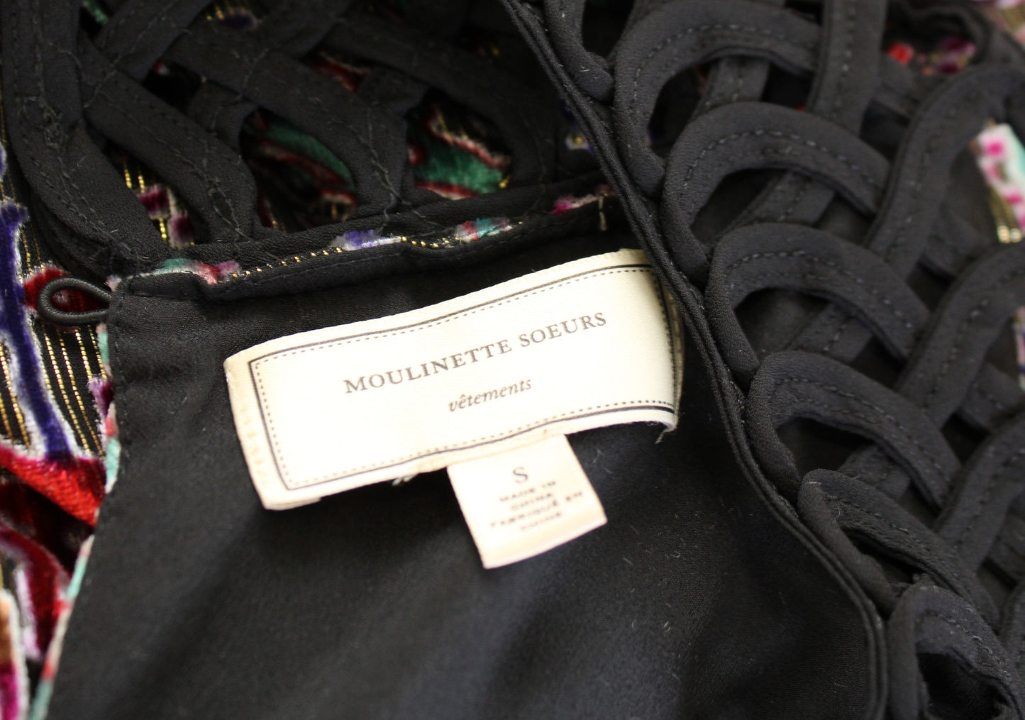 Moulinette Soeurs Anthropologie Linnea Burnout Velvet Metallic Shift Dress Sz S