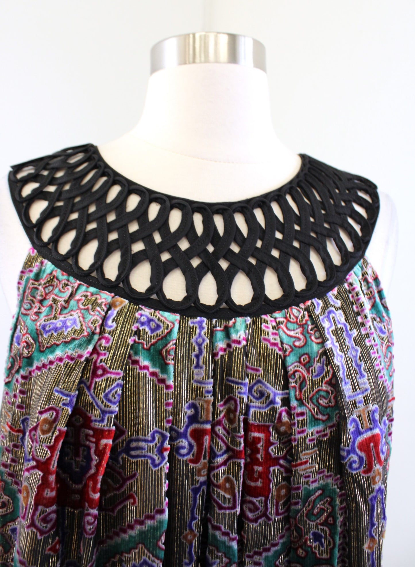 Moulinette Soeurs Anthropologie Linnea Burnout Velvet Metallic Shift Dress Sz S