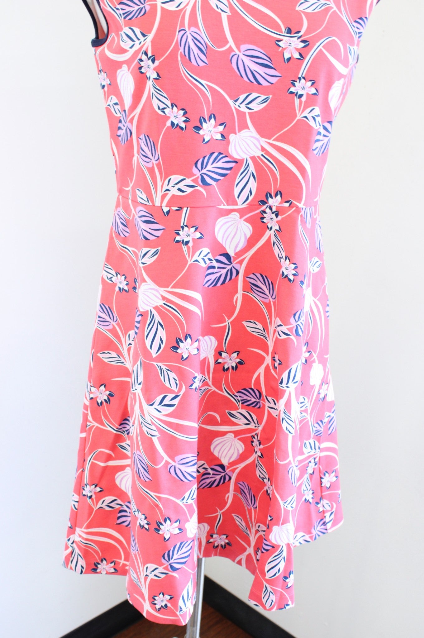 NWT Draper James Coral Floral Print Ponte Knit Fit and Flare Dress Size S Blue