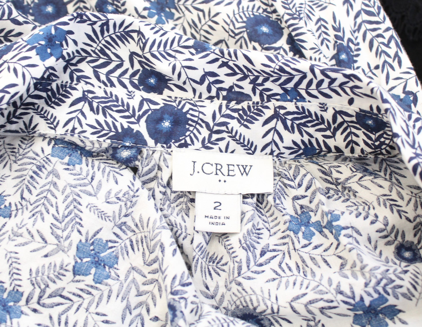 J Crew Factory Blue White Floral Button Front Fit and Flare Mini Shirt Dress 2