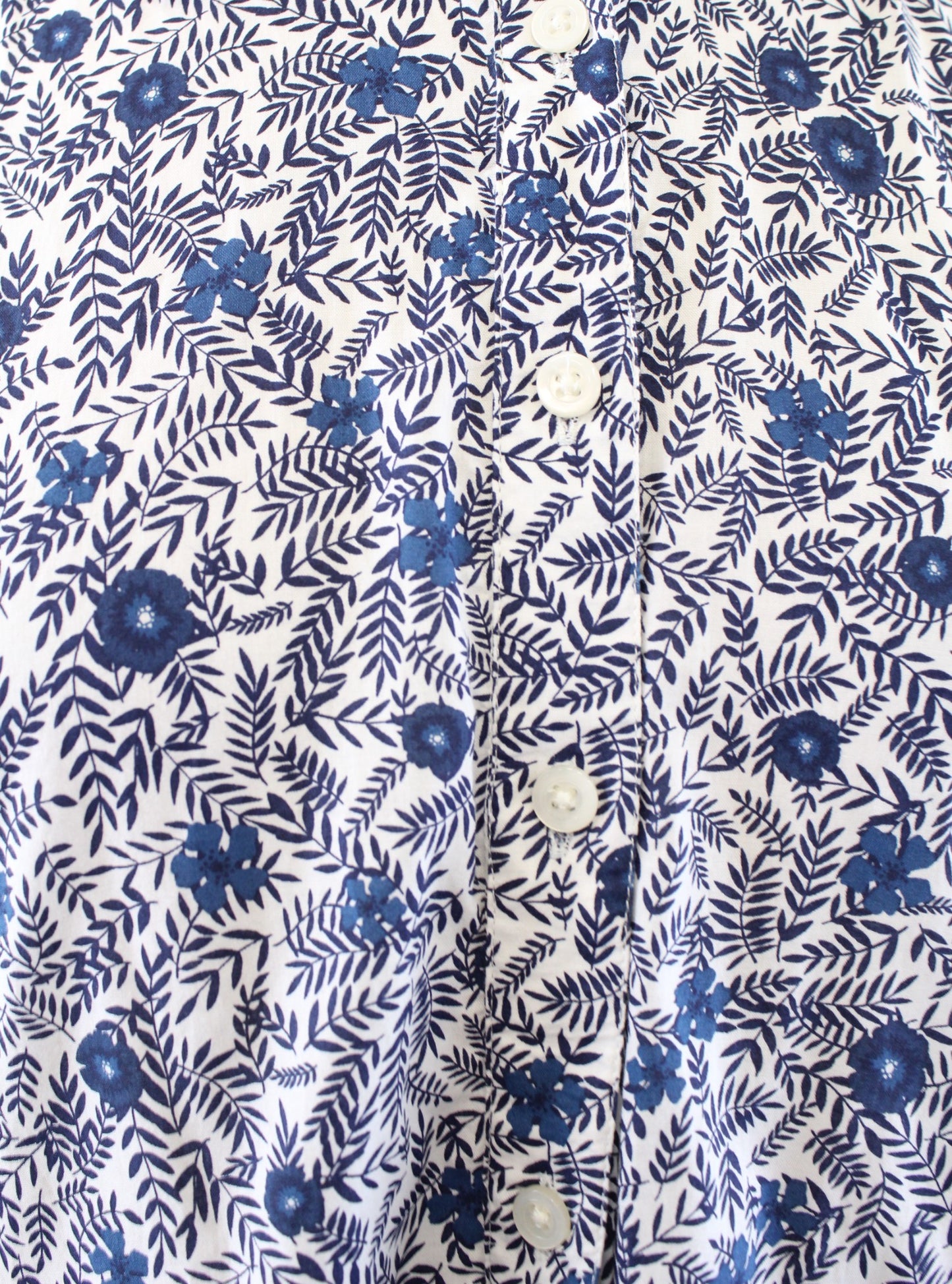 J Crew Factory Blue White Floral Button Front Fit and Flare Mini Shirt Dress 2