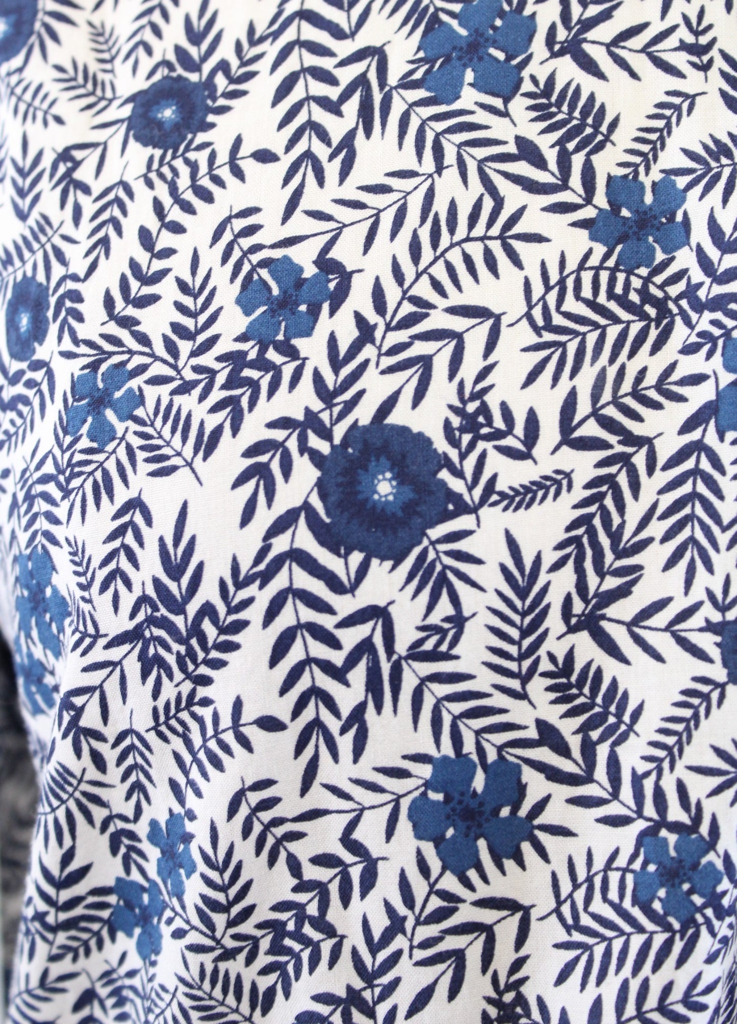 J Crew Factory Blue White Floral Button Front Fit and Flare Mini Shirt Dress 2