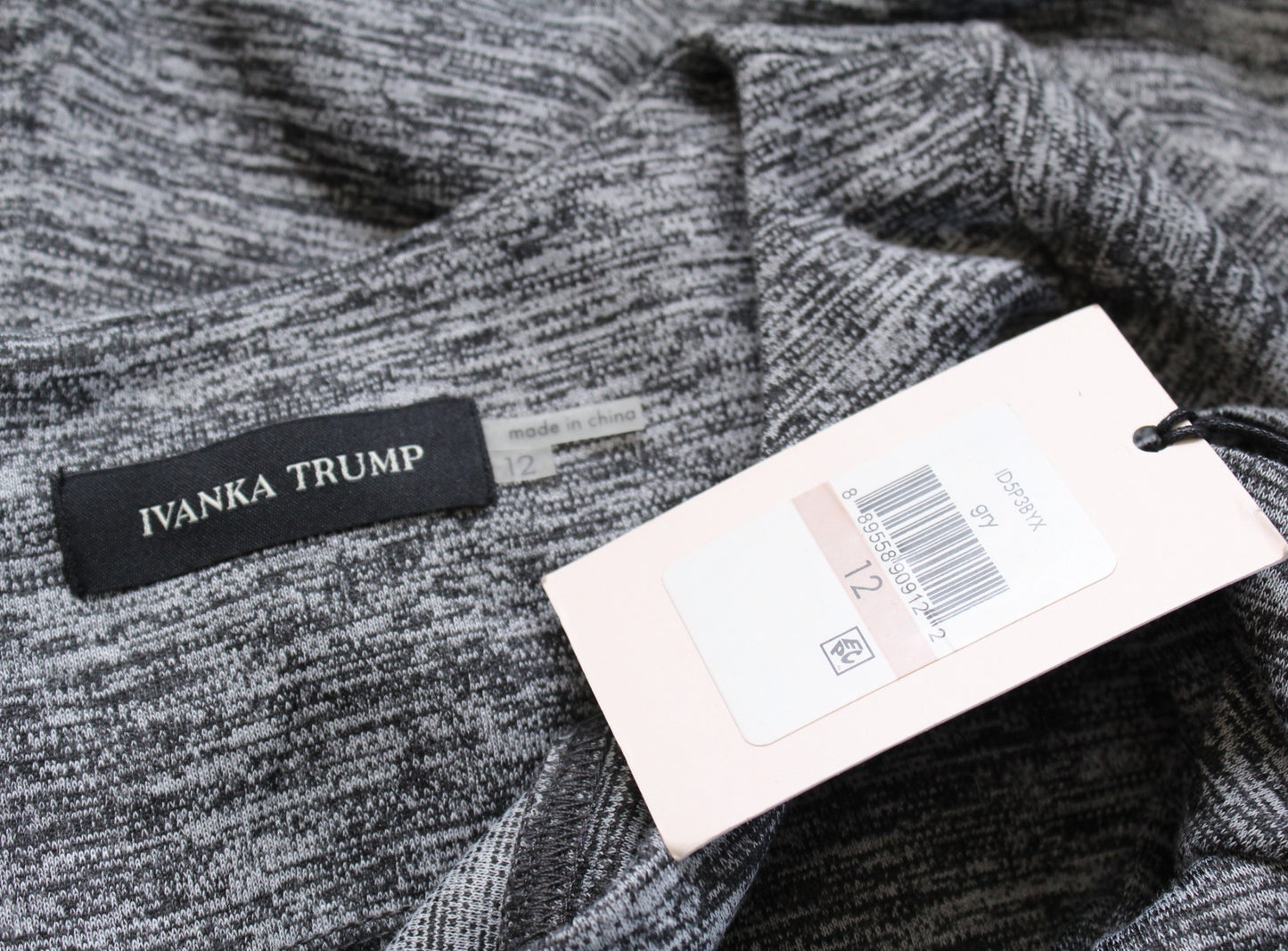 NWT Ivanka Trump Womens Heather Gray Short Sleeve A Line Dress Size 12