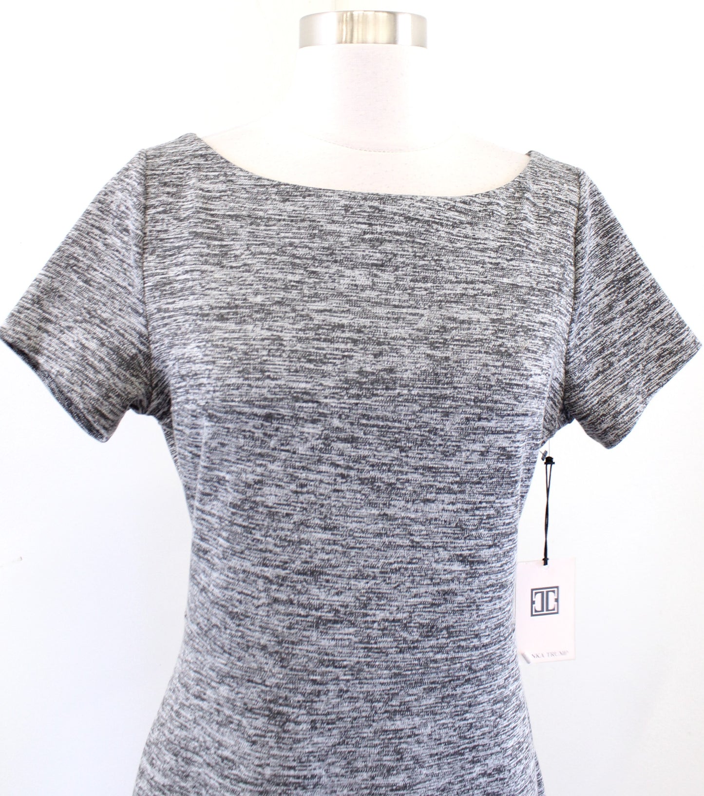 NWT Ivanka Trump Womens Heather Gray Short Sleeve A Line Dress Size 12