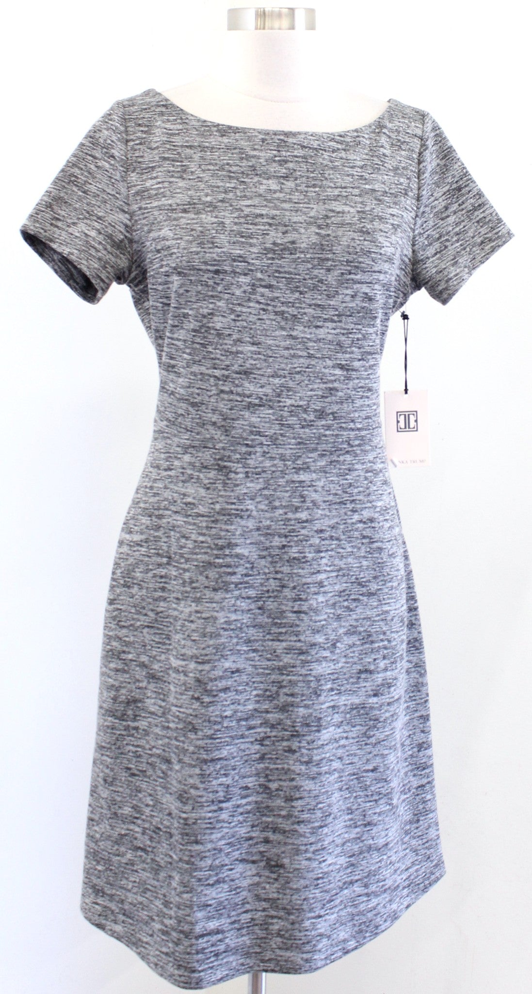 NWT Ivanka Trump Womens Heather Gray Short Sleeve A Line Dress Size 12