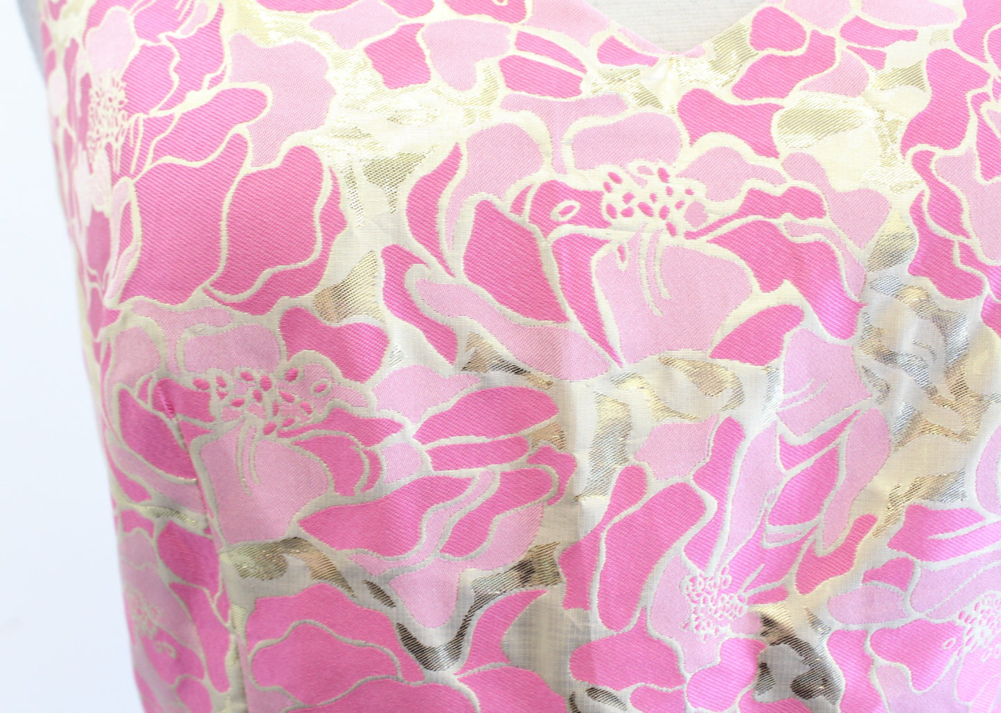 Lilly Pulitzer Kiki Pink Gold Metallic Floral Jacquard Sheath Dress Size 2 Silk