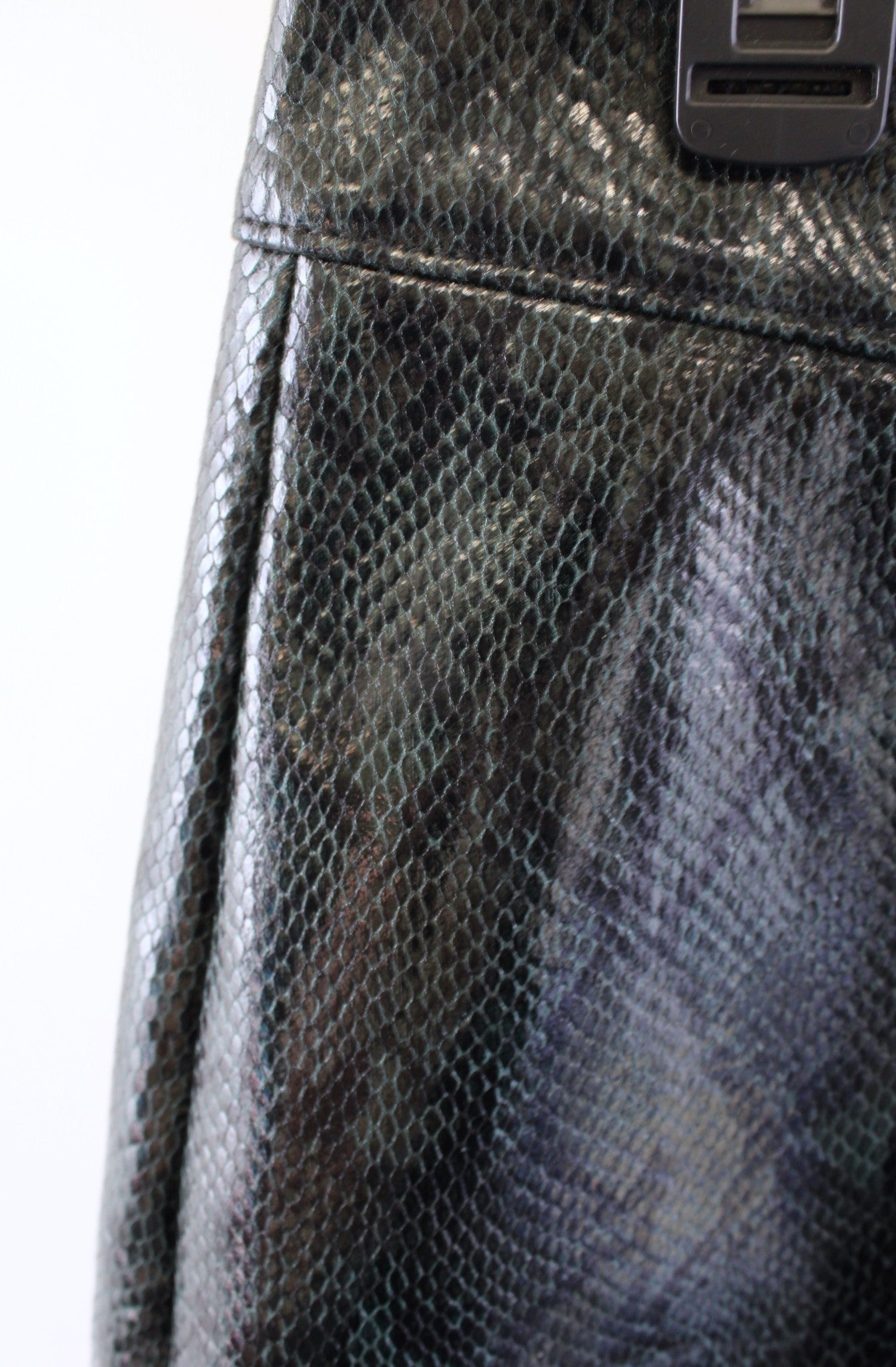 BLANK NYC Slytherin Skirt Dark Green Black Snakeskin Print Skirt Faux Leather 28