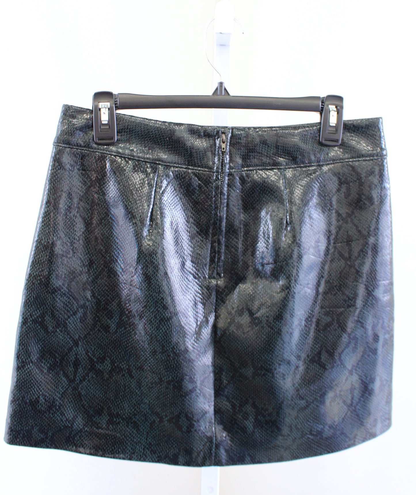 BLANK NYC Slytherin Skirt Dark Green Black Snakeskin Print Skirt Faux Leather 28