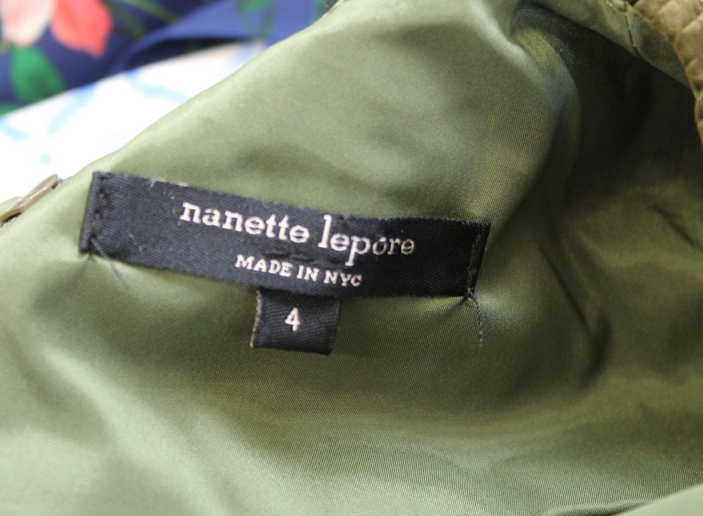 Nanette Lepore Womens Olive Green Textured Martian Sheath Dress Size 4 Mini