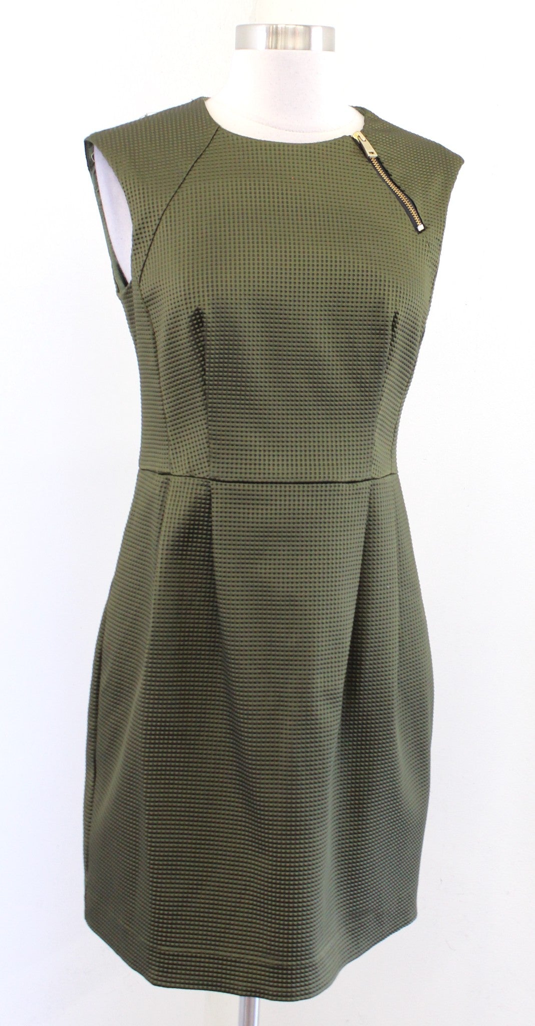 Nanette Lepore Womens Olive Green Textured Martian Sheath Dress Size 4 Mini