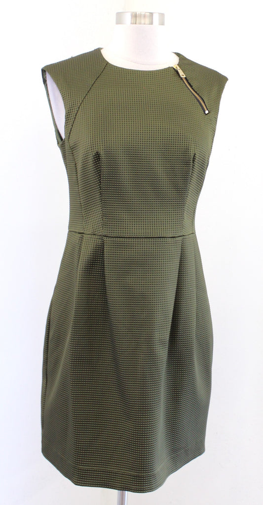 Nanette Lepore Womens Olive Green Textured Martian Sheath Dress Size 4 Mini