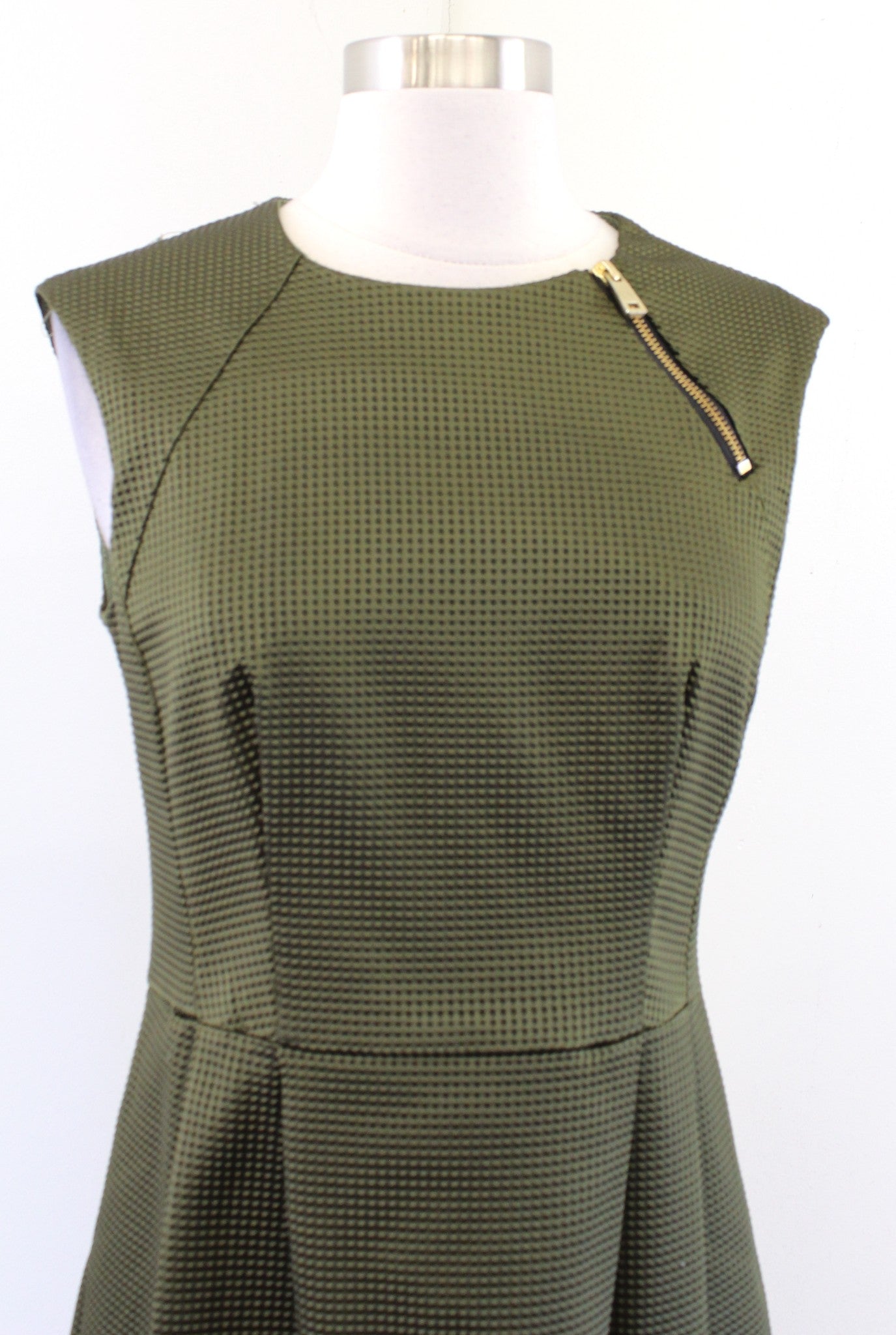 Nanette Lepore Womens Olive Green Textured Martian Sheath Dress Size 4 Mini