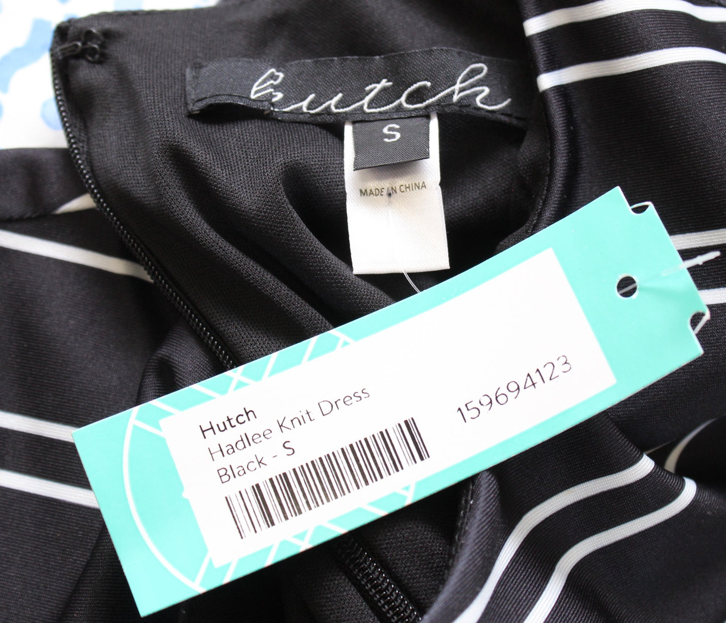 NWT Hutch Stitch Fix Black White Striped Short Sleeve Flounce Hem Dress Size S