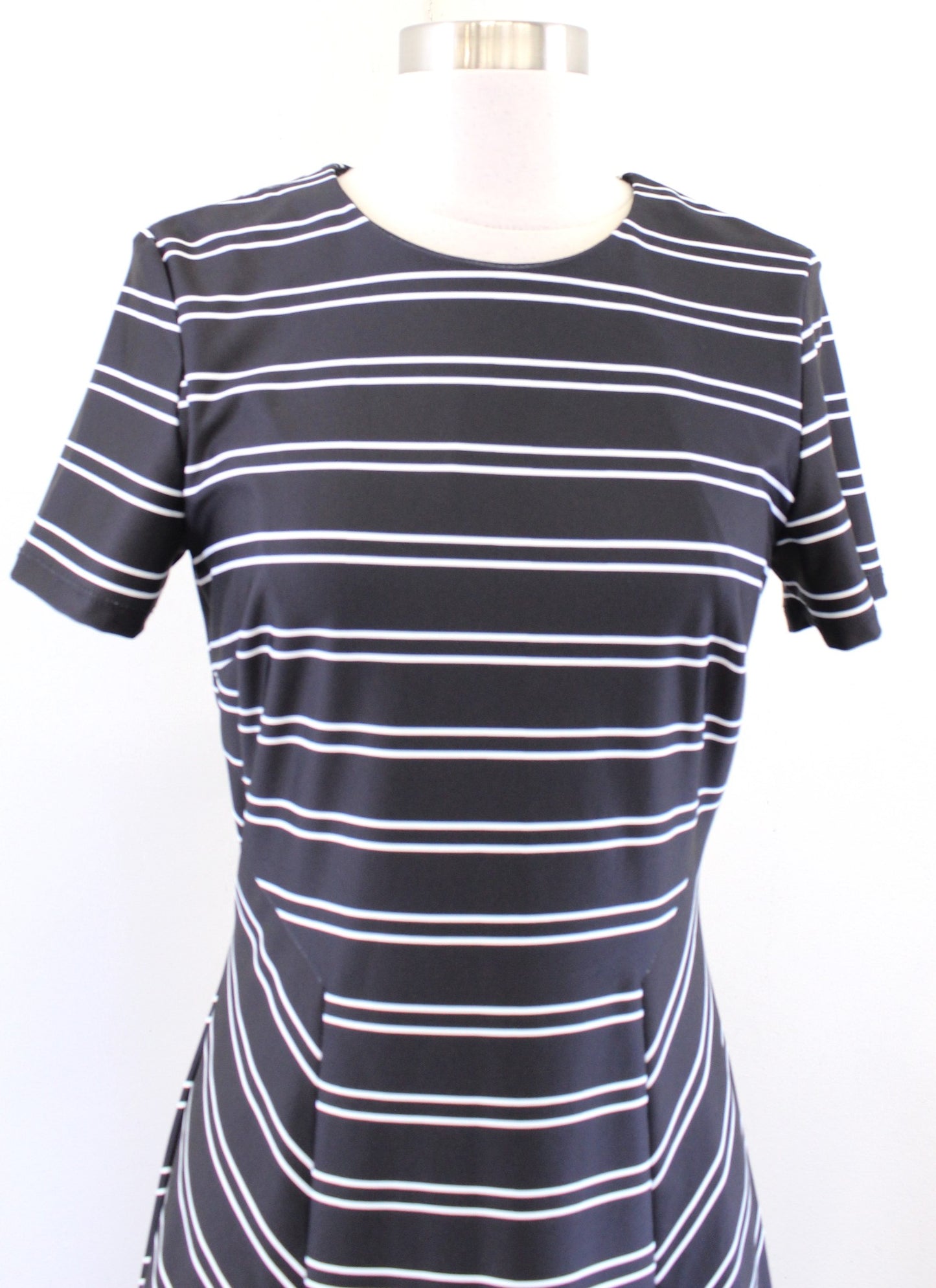 NWT Hutch Stitch Fix Black White Striped Short Sleeve Flounce Hem Dress Size S