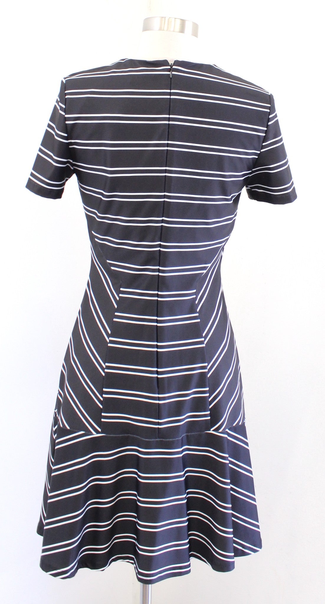 NWT Hutch Stitch Fix Black White Striped Short Sleeve Flounce Hem Dress Size S
