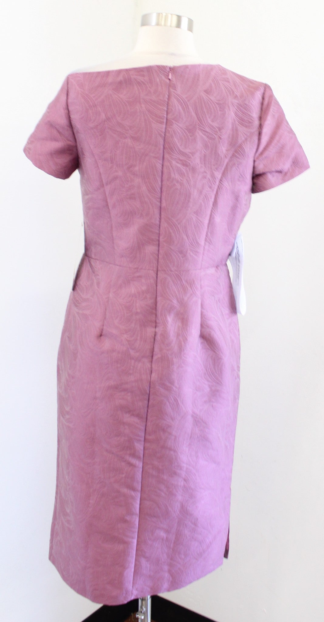 NWT Kay Unger Caitlyn Asymmetric Neckline Heather Rose Jacquard Dress Cocktail 6