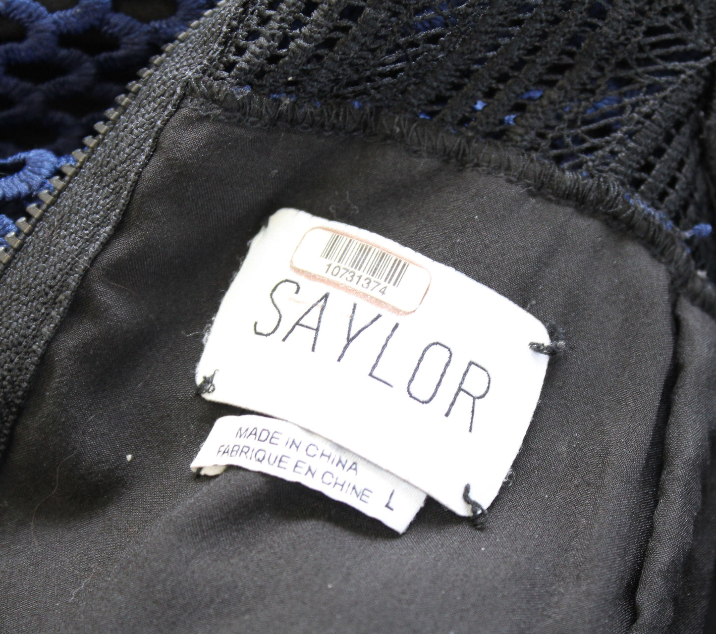 Saylor Free People Navy Blue Black Lace Ruffle Open Back Dress Size L Cocktail