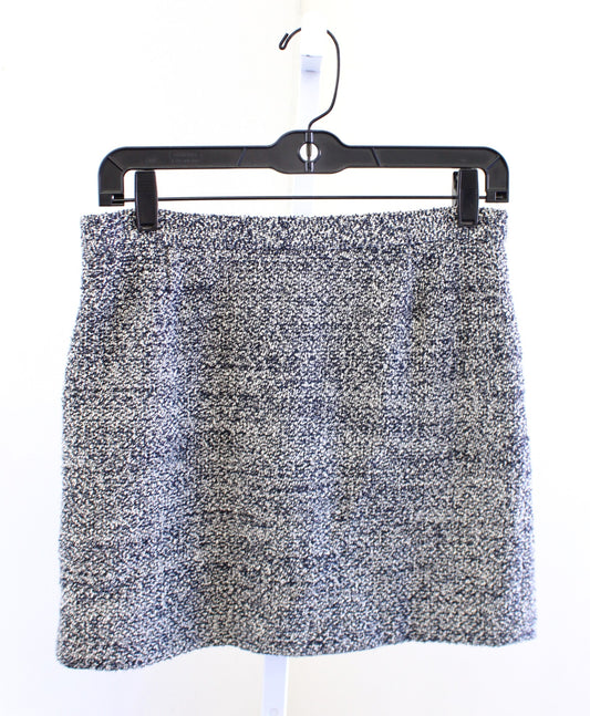 THEORY Palten Navy Blue Black White Boucle Tweed Mini Skirt Size 2 Womens