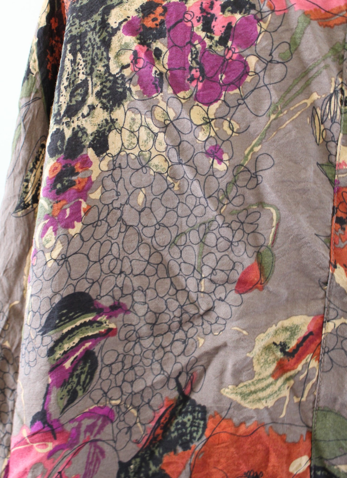 Soft Surroundings Brown Multi Color Floral Print Lace Cutout Kimono Topper Sz XS