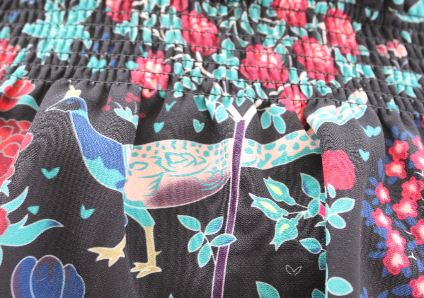 Tuckernuck Marguerite Black Midnight Garden Floral Bird Print Off Shoulder Top S