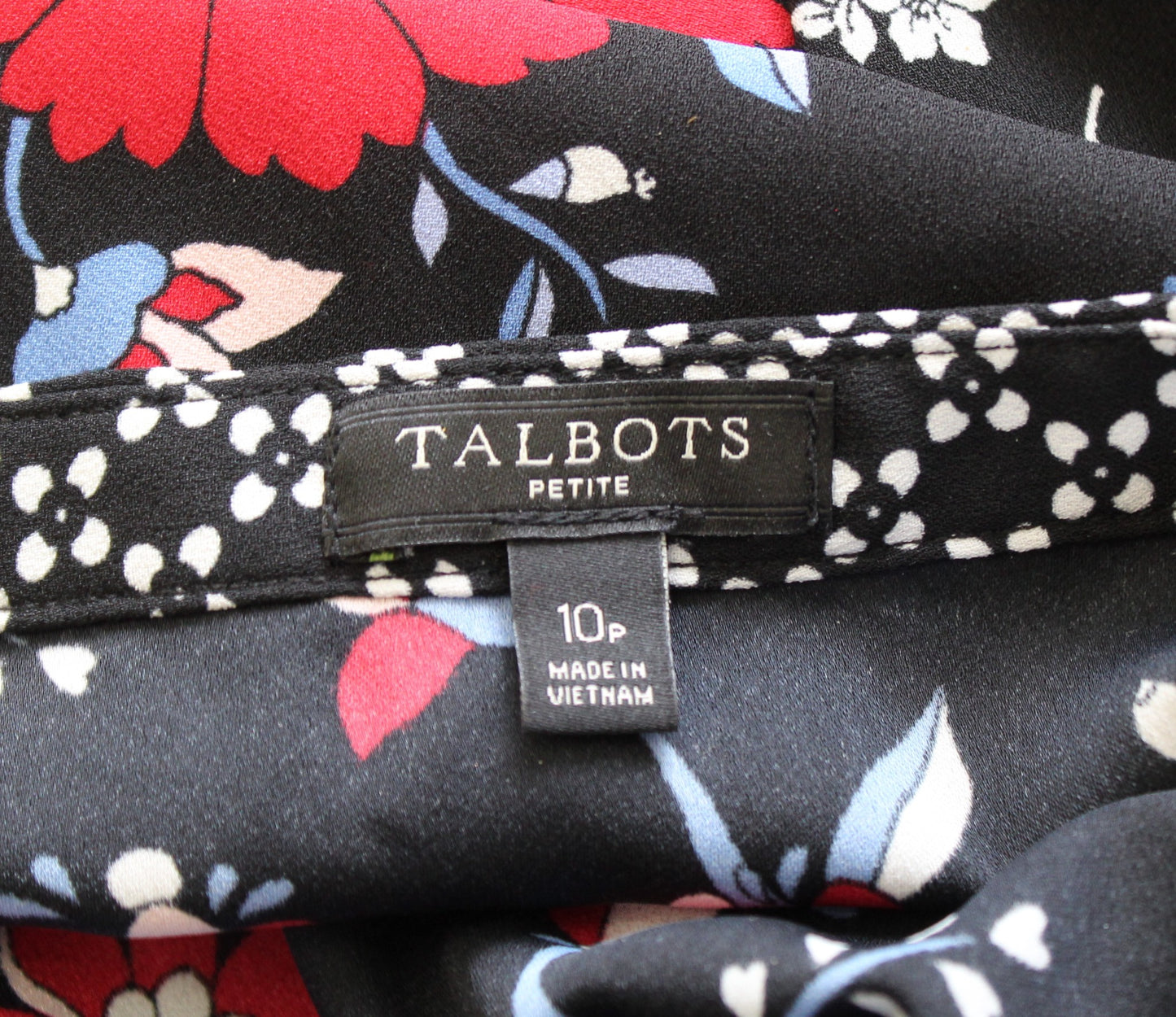 Talbots Black Mixed Floral Print Crepe Flounce Hem Midi Dress Size 10P Casual