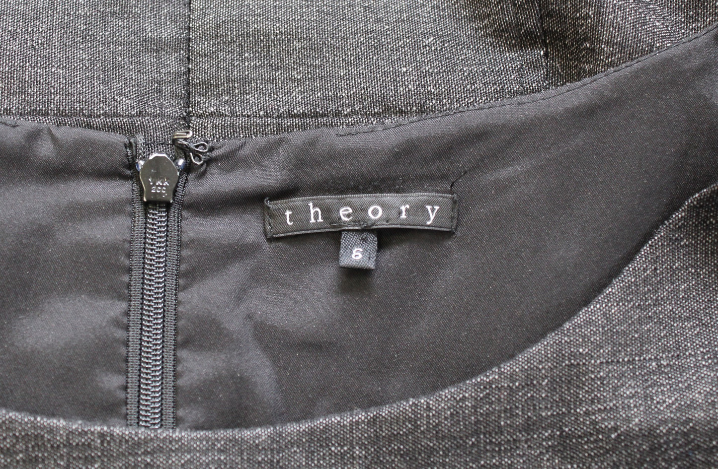 Theory Nuriana Raetia Dark Gray Wool Blend Sheath Dress Size 6 Short Sleeve