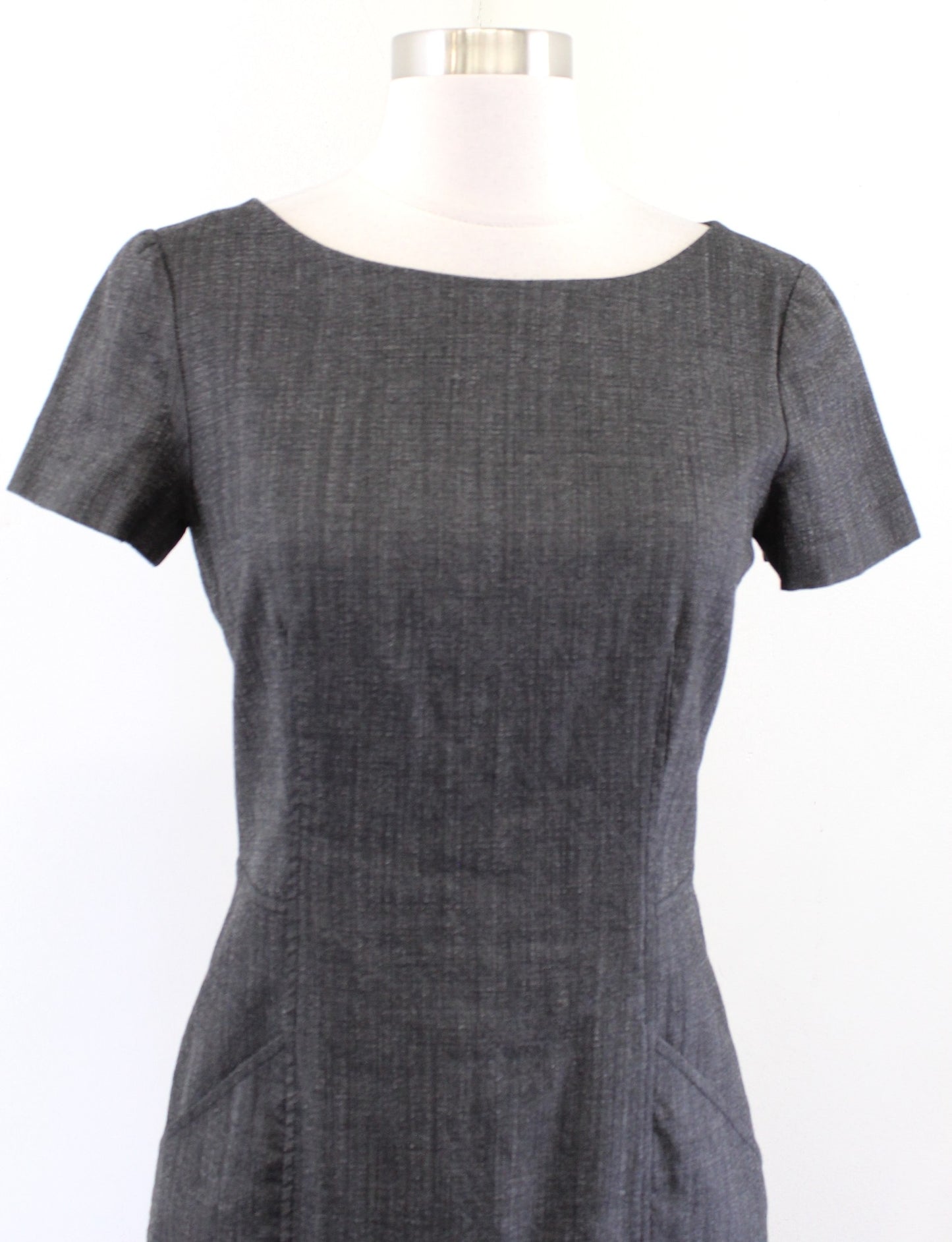Theory Nuriana Raetia Dark Gray Wool Blend Sheath Dress Size 6 Short Sleeve