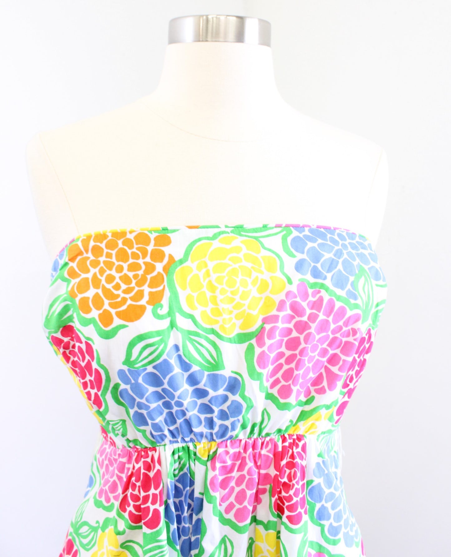 Lilly Pulitzer Wyatt Floral Strapless Dress Minnie Zinny Size 4 Flare Green