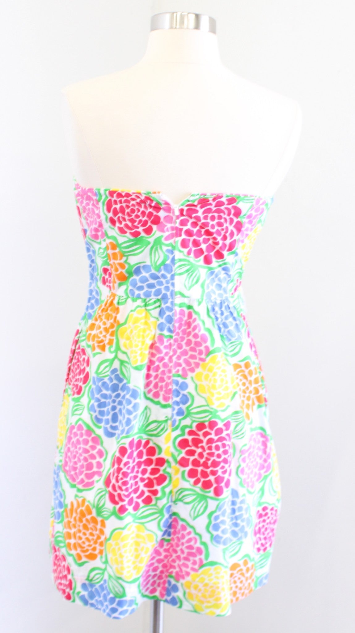 Lilly Pulitzer Wyatt Floral Strapless Dress Minnie Zinny Size 4 Flare Green