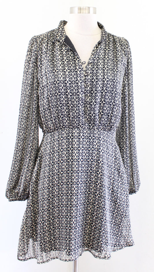 NWT Lost + Wander Stitch Fix Black Beige Metallic Mini Shirt Dress Geometric M