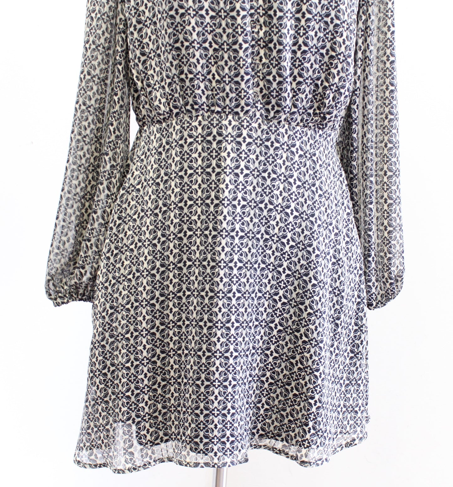 NWT Lost + Wander Stitch Fix Black Beige Metallic Mini Shirt Dress Geometric M