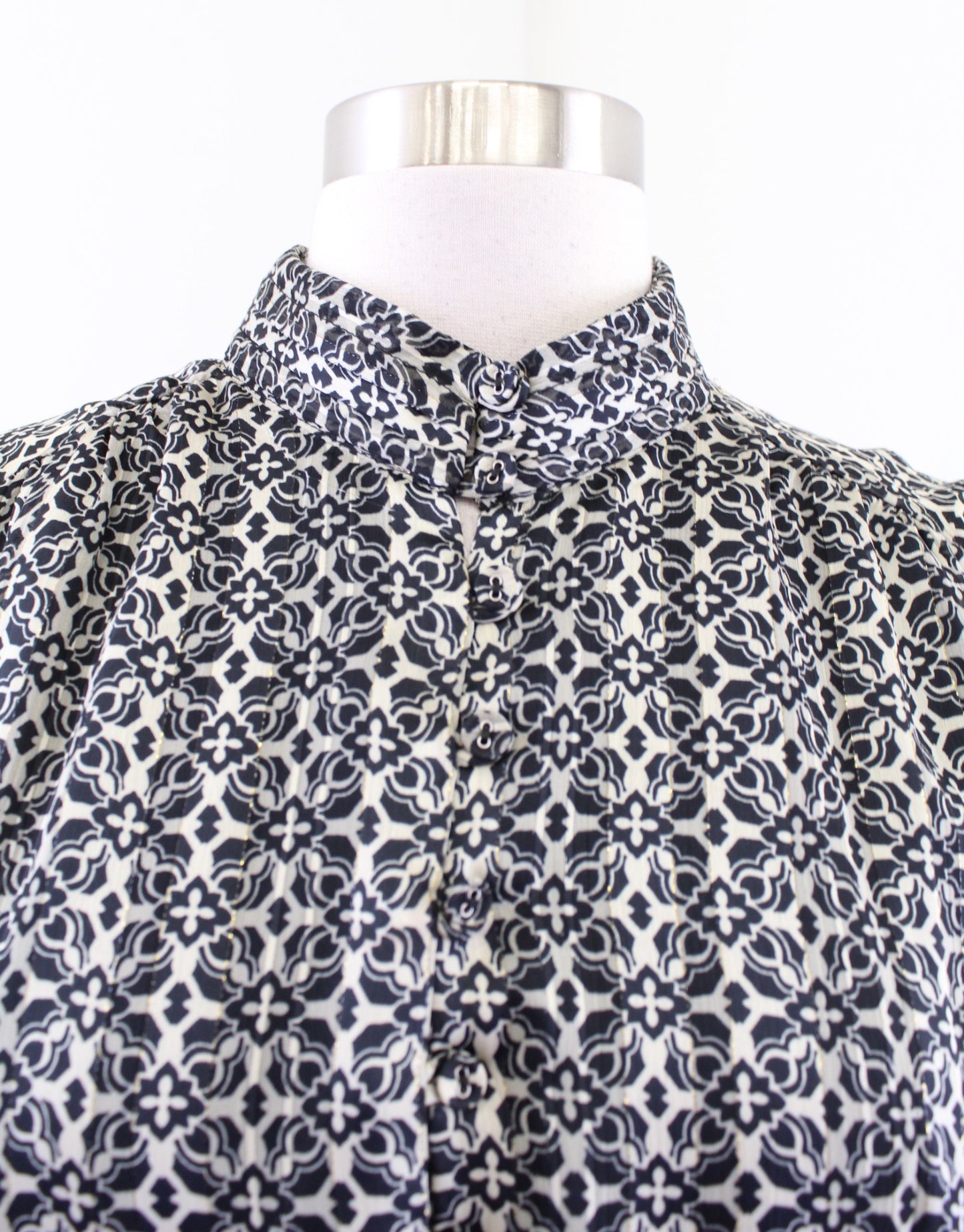 NWT Lost + Wander Stitch Fix Black Beige Metallic Mini Shirt Dress Geometric M