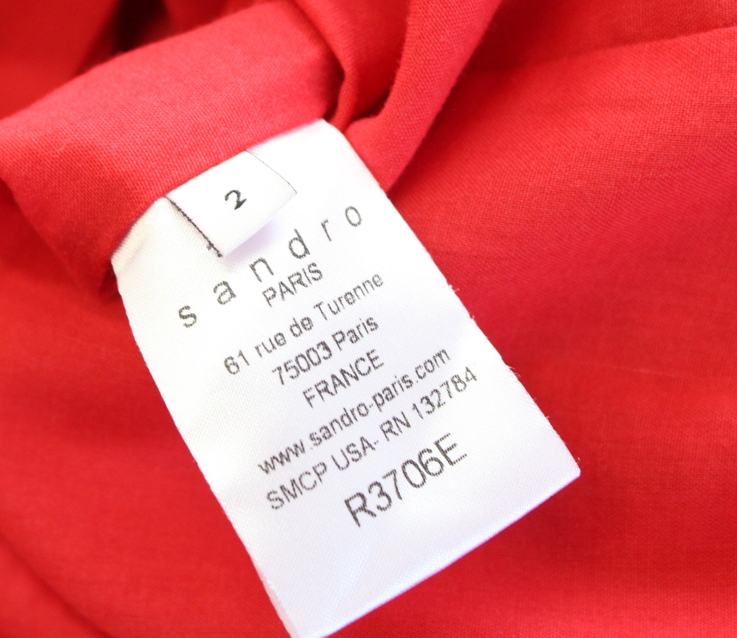 Sandro Paris Red Eyelet Perforated Flounce Hem Sheath Dress Size 2 Cocktail