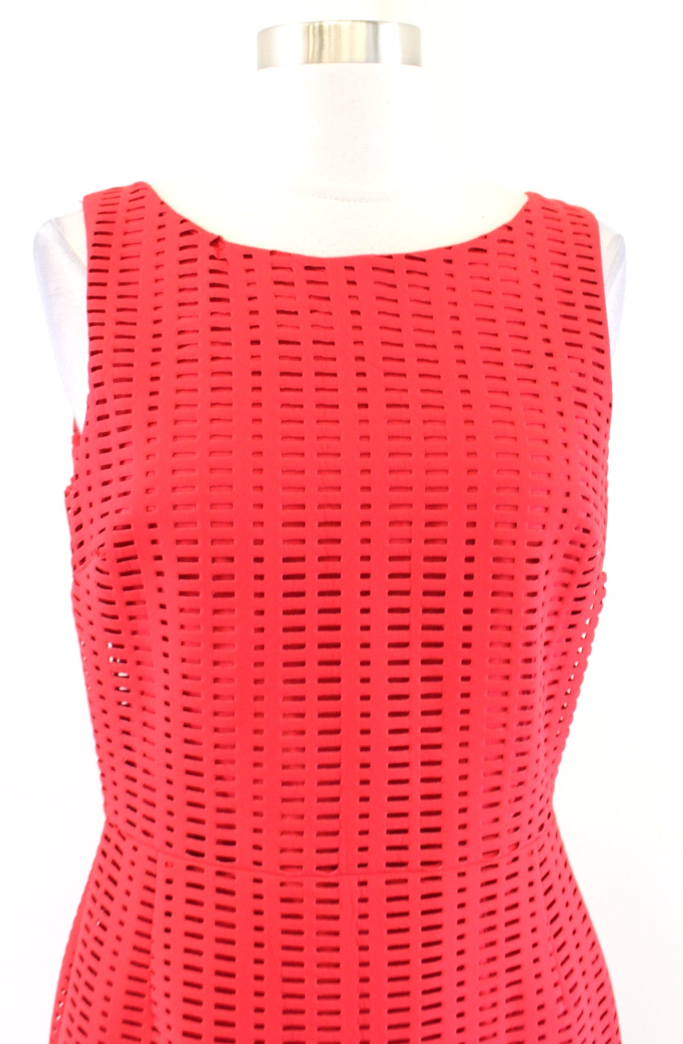 Sandro Paris Red Eyelet Perforated Flounce Hem Sheath Dress Size 2 Cocktail