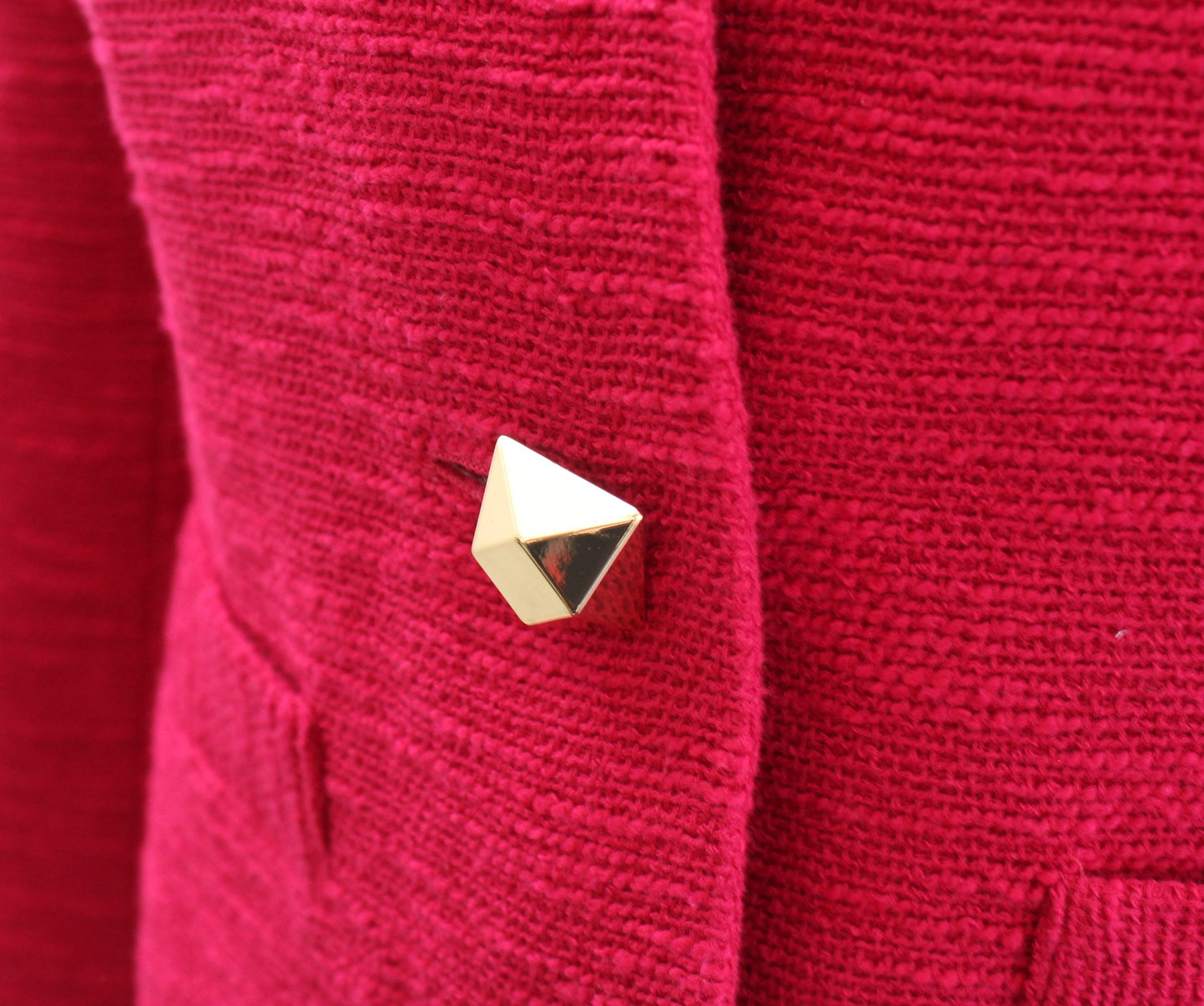 NWT Express Raspberry Tweed Scoop Neck Cropped Blazer Jacket Size XS Gold Button