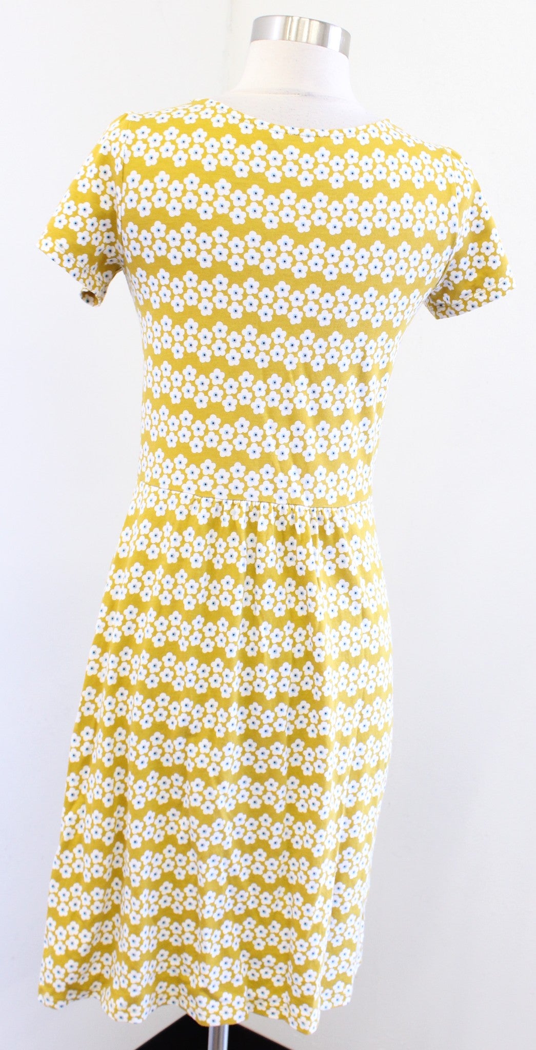 Boden Penelope Mustard Yellow Floral Daisy Print Casual Jersey Dress Sz US 2R 2