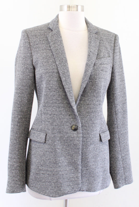 Theory Dancey K Kenmore Gray Black White Flecked Blazer Jacket Size 6 Wool