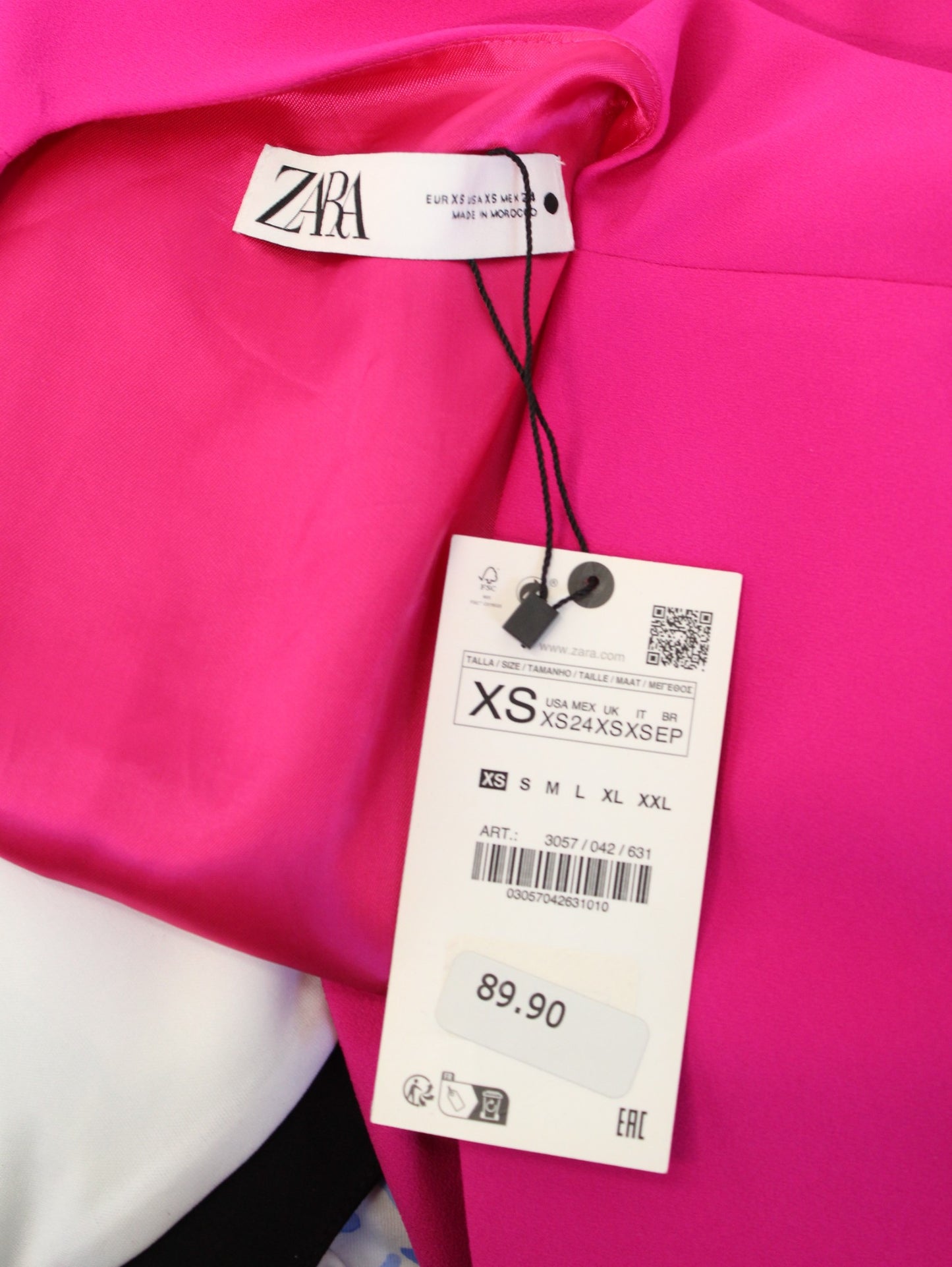 NWT Zara Hot Pink Open Cape Style Blazer Jacket Size XS Fuschia Womens