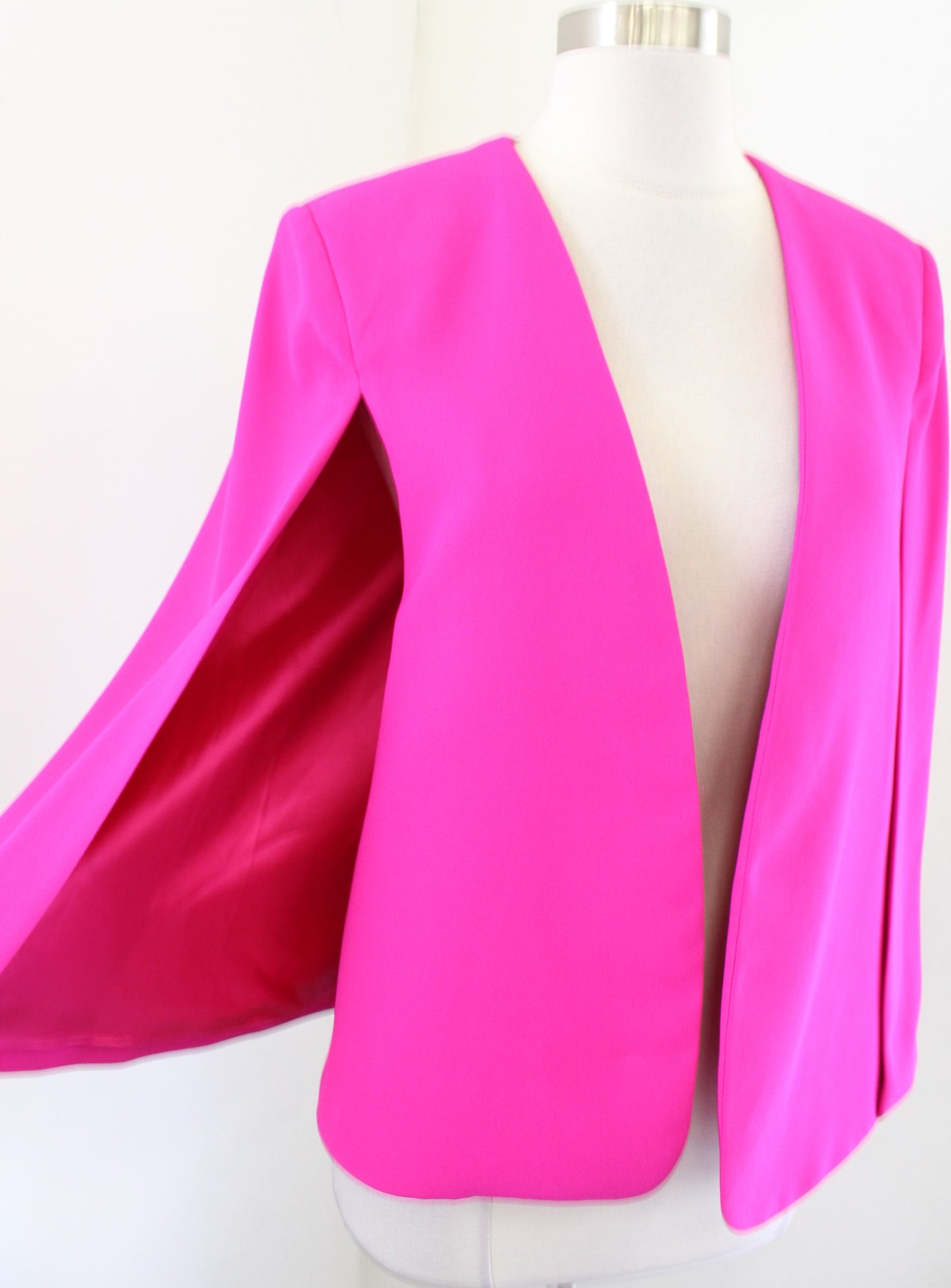 NWT Zara Hot Pink Open Cape Style Blazer Jacket Size XS Fuschia Womens