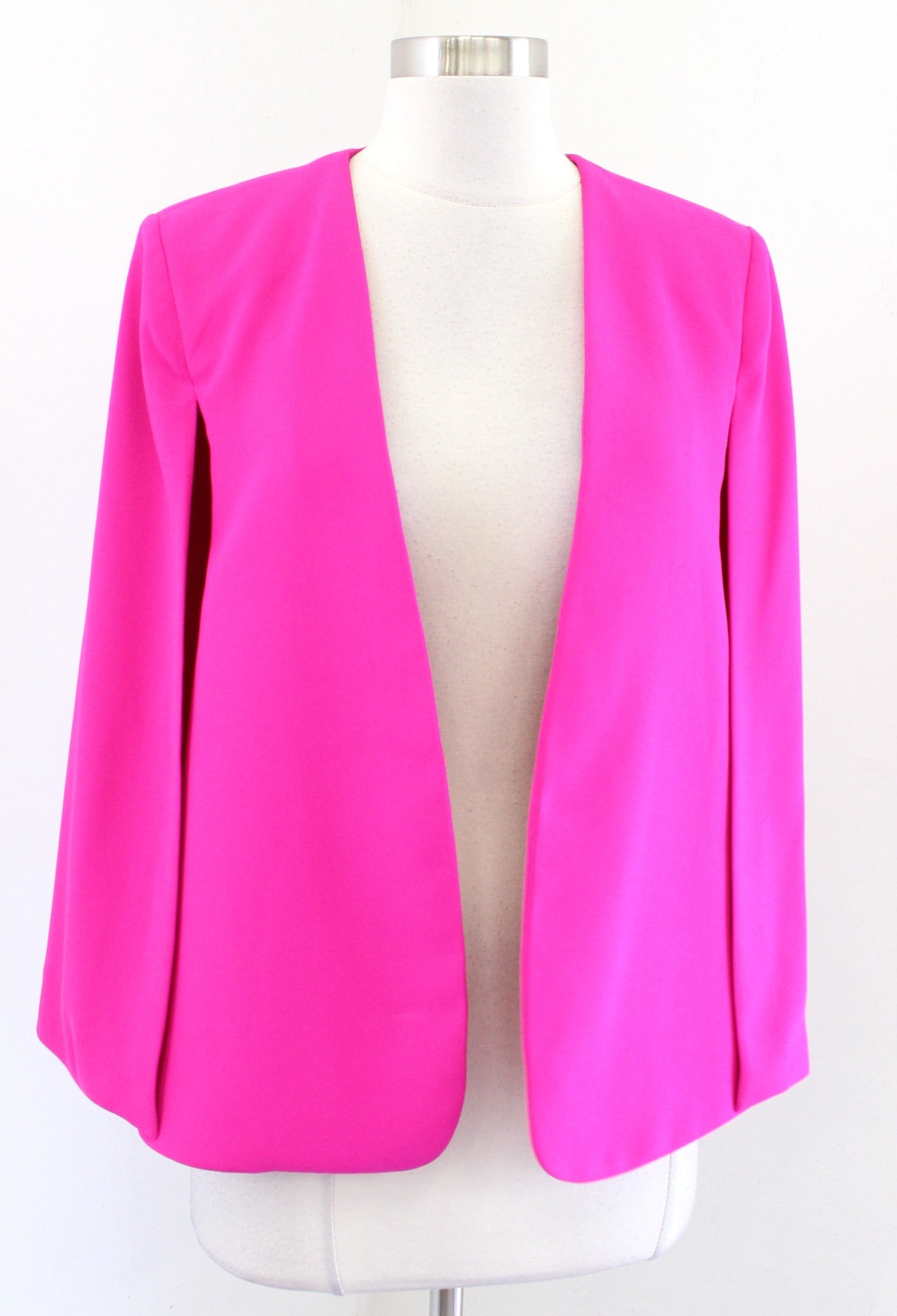 NWT Zara Hot Pink Open Cape Style Blazer Jacket Size XS Fuschia Womens