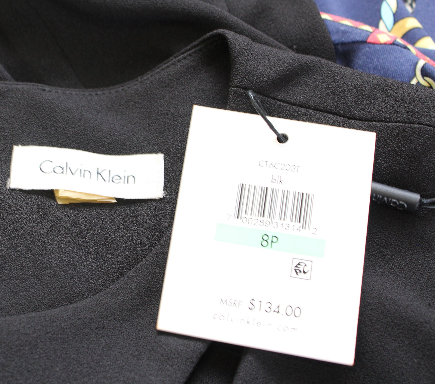 NWT Calvin Klein Womens Solid Black Slash Cutout Accent Sheath Dress Size 8P